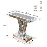 Multi- Purpose Console Table - Elegant  W Shape Design For Bedroom ,Living Room, and Bathroom With Diamond Mirror 29.52'' H X 35.43'' W X 11.8'' D