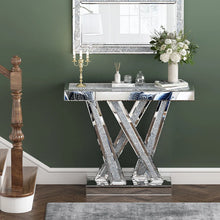 Multi- Purpose Console Table - Elegant  W Shape Design For Bedroom ,Living Room, and Bathroom With Diamond Mirror 29.52'' H X 35.43'' W X 11.8'' D