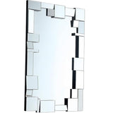 BUNGALOW MERCER "Metro Luxe Geometric Beveled Silver Wall Mirror Modern Rectangle Mirror for Living Room, Bedroom & Entryway Decor 32x48''