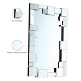 BUNGALOW MERCER "Metro Luxe Geometric Beveled Silver Wall Mirror Modern Rectangle Mirror for Living Room, Bedroom & Entryway Decor 32x48''
