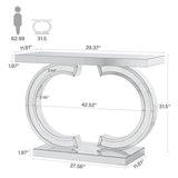 Celestia Designed C Silver Glass Console Table – Glam Mirrored Accent Table with Crushed Diamond Detailing | Luxury Entryway & Living Room Furniture (39inch Length x 30inch Height x 12inch Depth)