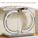 Celestia Designed C Silver Glass Console Table – Glam Mirrored Accent Table with Crushed Diamond Detailing | Luxury Entryway & Living Room Furniture (39inch Length x 30inch Height x 12inch Depth)