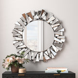 Modern & Contemporary Flat Round Accent Wall Mirror , Engineered Frame