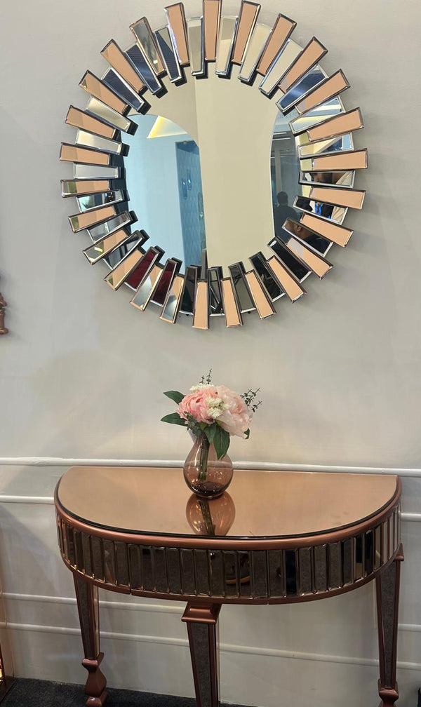 Luxe Harmony Set – Designer Wall Mirror with Matching Console Table for Living Room & Entryway