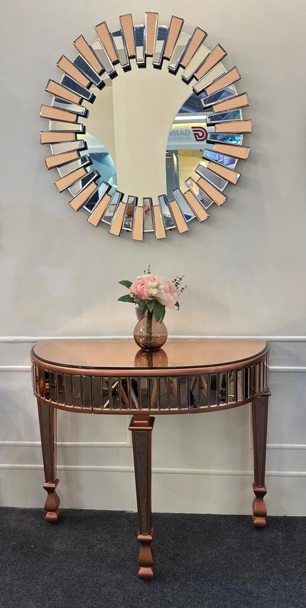 Luxe Harmony Set – Designer Wall Mirror with Matching Console Table for Living Room & Entryway