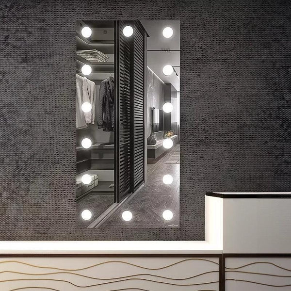 Bungalow Mercer -Hollywood Mirror Full-Length Mirror with  14 Bright LED Bulbs – 3W Vanity Floor Mirror