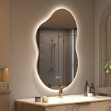BUNGALOW MERCER – Irregular LED Vanity Mirror | Dimmable Backlit Light with Anti-Fog & Smart Memory Function for Modern Bathrooms
