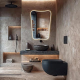 Bungalow Mercer – Unique Asymmetrical LED Wall Mirror with Elegant Soft Backlighting for Dressing & Bathroom Spaces