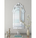 BUNGALOW MERCER – Venetian Rectangular Wall Mirror | Ornate Arched Top with Etched Floral Detailing for Living Room, Bedroom & Entryway