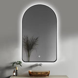 BUNGALOW MERCER – Modern LED Arch Mirror | Aluminum Frame, Wall-Mounted Vanity Mirror with Touch Sensor & Backlit Light