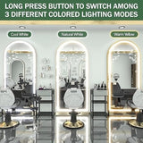 BUNGALOW MERCER – Top Arch Full Length LED Mirror | Aluminum Frame, 3-Color Dimmable Light, Freestanding, Wall Mount & Leaning Design