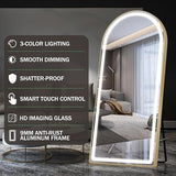 BUNGALOW MERCER – Top Arch Full Length LED Mirror | Aluminum Frame, 3-Color Dimmable Light, Freestanding, Wall Mount & Leaning Design