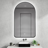 BUNGALOW MERCER – Modern LED Arch Mirror | Aluminum Frame, Wall-Mounted Vanity Mirror with Touch Sensor & Backlit Light