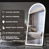 BUNGALOW MERCER – Top Arch Full Length LED Mirror | Aluminum Frame, 3-Color Dimmable Lighting, Freestanding, Wall Mount & Leaning Options