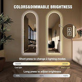 BUNGALOW MERCER – Full Length Arched LED Mirror | Front & Backlit, Dimmable Touch Sensor, Anti-Fog & Wall Mounted Design