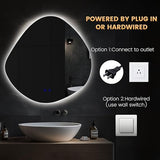 BUNGALOW MERCER – Asymmetrical LED Mirror with Warm Backlit Glow | Modern Wall-Mounted Vanity Mirror with Touch Sensor for Bathroom & Bedroom