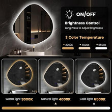 BUNGALOW MERCER – Asymmetrical LED Mirror with Warm Backlit Glow | Modern Wall-Mounted Vanity Mirror with Touch Sensor for Bathroom & Bedroom