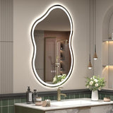 BUNGALOW MERCER Irregular LED Vanity Mirror | Luxury Backlit Bathroom Mirror with Anti-Fog, Adjustable Light & Smart Memory Settings