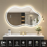 BUNGALOW MERCER Irregular LED Vanity Mirror | Luxury Backlit Bathroom Mirror with Anti-Fog, Adjustable Light & Smart Memory Settings