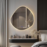 BUNGALOW MERCER – Modern Asymmetrical LED Vanity Mirror | Backlit Decorative Wall Mirror with Warm Glow & Touch Sensor Control