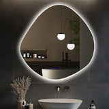 BUNGALOW MERCER – Modern Asymmetrical LED Vanity Mirror | Backlit Decorative Wall Mirror with Warm Glow & Touch Sensor Control