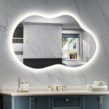 BUNGALOW MERCER – Irregular LED Vanity Mirror | Wide Backlit Bathroom Mirror with Dimmable Light, Anti-Fog & Smart Memory Function