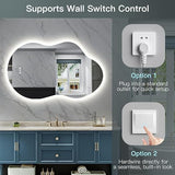 BUNGALOW MERCER – Irregular LED Vanity Mirror | Wide Backlit Bathroom Mirror with Dimmable Light, Anti-Fog & Smart Memory Function