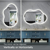 BUNGALOW MERCER – Irregular LED Vanity Mirror | Wide Backlit Bathroom Mirror with Dimmable Light, Anti-Fog & Smart Memory Function