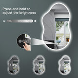 BUNGALOW MERCER – Irregular LED Vanity Mirror | Wide Backlit Bathroom Mirror with Dimmable Light, Anti-Fog & Smart Memory Function