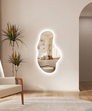 Bungalow Mercer – Bregur Asymmetrical LED Wall Mirror, Modern Frameless Lighted Mirror with Touch Sensor & Anti-Fog for Bathroom & Vanity