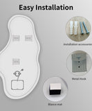 Bungalow Mercer – Bregur Asymmetrical LED Wall Mirror, Modern Frameless Lighted Mirror with Touch Sensor &amp; Anti-Fog for Bathroom &amp; Vanity