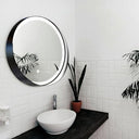 BUNGALOW MERCER Premium LED Bathroom Mirror – Stainless Steel Frame, Front-Lit, Smart Memory & Anti-Fog (Brushed Gold, 90 x 90 cm)