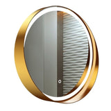 BUNGALOW MERCER Premium LED Bathroom Mirror – Stainless Steel Frame, Front-Lit, Smart Memory & Anti-Fog (Brushed Gold, 90 x 90 cm)