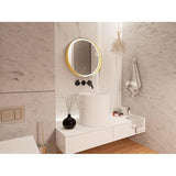 BUNGALOW MERCER Premium LED Bathroom Mirror – Stainless Steel Frame, Front-Lit, Smart Memory & Anti-Fog (Brushed Gold, 90 x 90 cm)