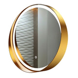 BUNGALOW MERCER Premium LED Bathroom Mirror – Stainless Steel Frame, Front-Lit, Smart Memory & Anti-Fog (Brushed Gold, 90 x 90 cm)