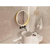 BUNGALOW MERCER Premium LED Bathroom Mirror – Stainless Steel Frame, Front-Lit, Smart Memory & Anti-Fog (Brushed Gold, 90 x 90 cm)