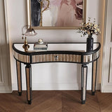 Bungalow Mercer – Black Painted Console Table with Silver Mirrored Accents for Entryway & Living Room