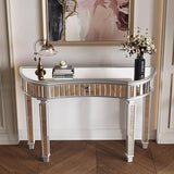 Bungalow Mercer – Silver Paint Finish Console Table with Mirrored Accents for Entryway & Living Room