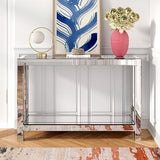 Haven Modern Mirrored Console Table with Glass Shelf | Elegant Accent Furniture for Living Room, Entryway & Bedroom