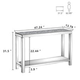 Haven Modern Mirrored Console Table with Glass Shelf | Elegant Accent Furniture for Living Room, Entryway & Bedroom