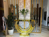 Savoy Golden Glam Console Table – Mirrored Finish with Shimmer Detailing & U-Shaped Modern Design