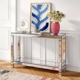 Haven Modern Mirrored Console Table with Glass Shelf | Elegant Accent Furniture for Living Room, Entryway & Bedroom