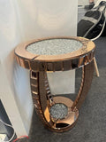 Bungalow Mercer – Rose Gold Mirrored Side Table with Crushed Diamond Top – Luxury Round Accent for Living Room & Bedroom