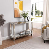 Haven Modern Mirrored Console Table with Glass Shelf | Elegant Accent Furniture for Living Room, Entryway & Bedroom