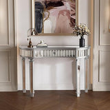Bungalow Mercer – Silver Paint Finish Console Table with Mirrored Accents for Entryway & Living Room