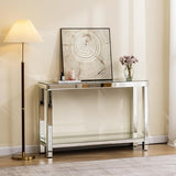 Haven Modern Mirrored Console Table with Glass Shelf | Elegant Accent Furniture for Living Room, Entryway & Bedroom
