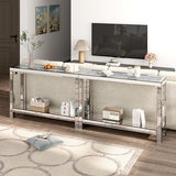 Haven Modern Mirrored Console Table with Glass Shelf | Elegant Accent Furniture for Living Room, Entryway & Bedroom