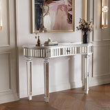 Bungalow Mercer – Silver Paint Finish Console Table with Mirrored Accents for Entryway & Living Room