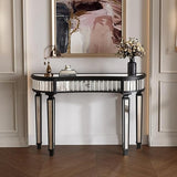 Bungalow Mercer – Black Painted Console Table with Silver Mirrored Accents for Entryway & Living Room
