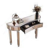 Bungalow Mercer – Silver Paint Finish Console Table with Mirrored Accents for Entryway & Living Room